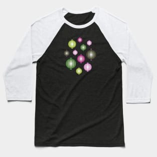 Lanterns | Mid Autumn Festival | Pink Green | Black Baseball T-Shirt